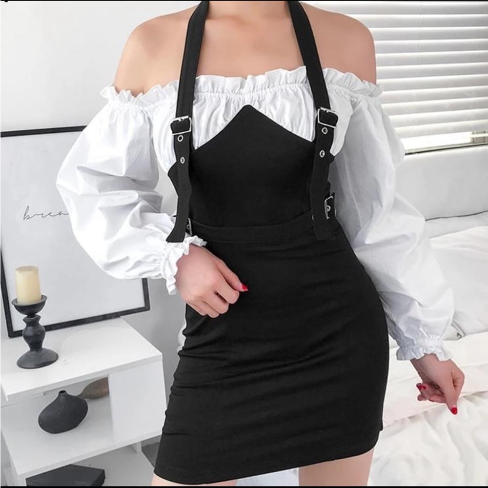 Black and White Off-Shoulder Dress
